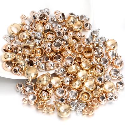 100pcs CCB Big Hole Beads 6/8/10mm Loose Spacer Beads With Hanging Clasp For Jewelry Making DIY Necklace Bracelets Accessories