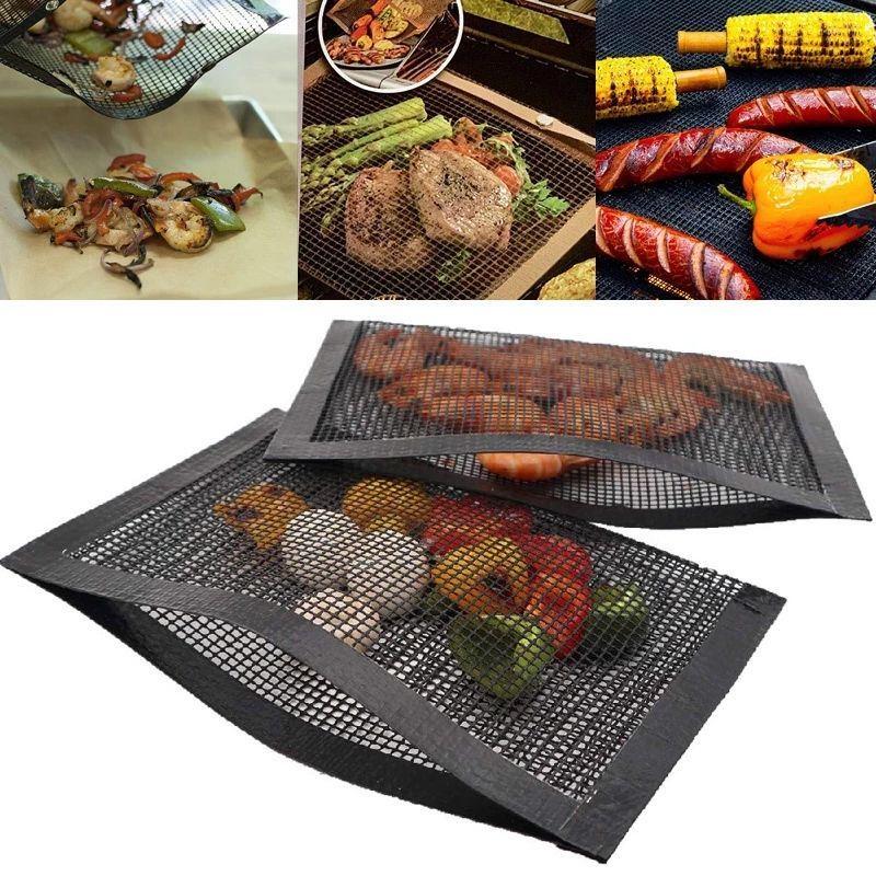 BBQ Grill Mesh Bag, Reusable Non-stick Barbecue Baking Isolation Pad, Outdoor Picnic Camping Kitchen Tools, Barbeque Accessories