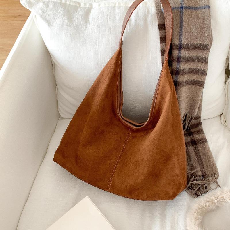 Retro suede bag autumn and winter new commuter tote bag women's large-capacity lazy and relaxed shoulder bag
