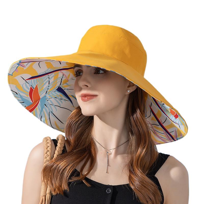 European and American New Double-sided Bucket Hat Women's Summer Widened Brim Sun Hat Fashion Sunscreen Sun Hat