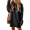 Ladies' Lazy And Casual Sweater Dress With Fashionable Cable Texture, Knee-length Short Dress