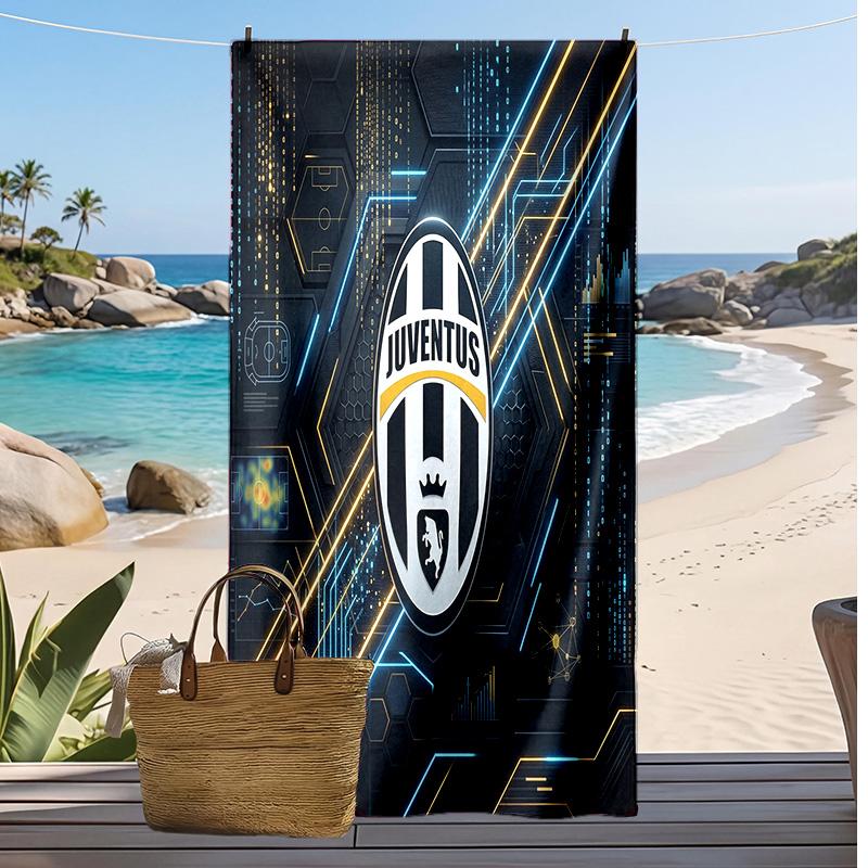 Toalla de Playa Impresa de la Juventus FC Toalla Suave de Secado Rápido Manta de Playa Rectangular Grande Portátil para Viajes Piscina
