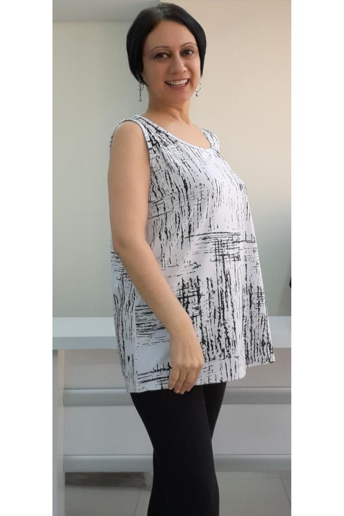 Damenstil Übergröße T-Shirt Weiß Schwarz Gemustert Dicke Träger Gekämmte Baumwolle Viskose T-Shirt