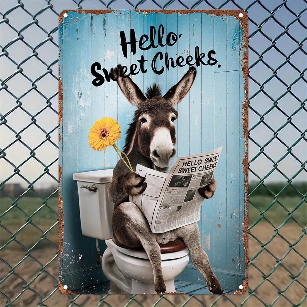 Vintage Iron Hello Sweetheart Donkey Metal Sign Wall Decor IndoorOutdoor Use for Home Bedroom Dining Room Bar Caf