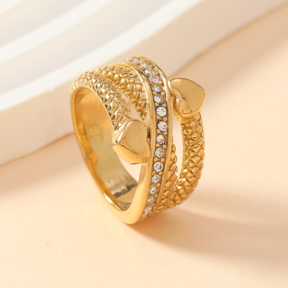 Stainless Steel Casting Jewelry Exaggerated Personality Irregular Love Ring 18K Gold Plated Titanium Steel Ring