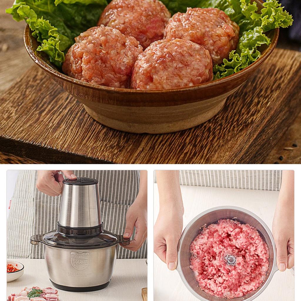 800W 3 Speed Electric Chopper Meat Grinder Stainless Steel Meat Grinder Household Automatic Mincing Machine Food 3L