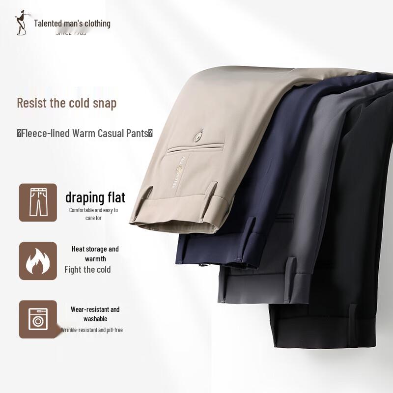 

Men s Fleece Lined Straight Fit Casual Pants 33 / 84cm