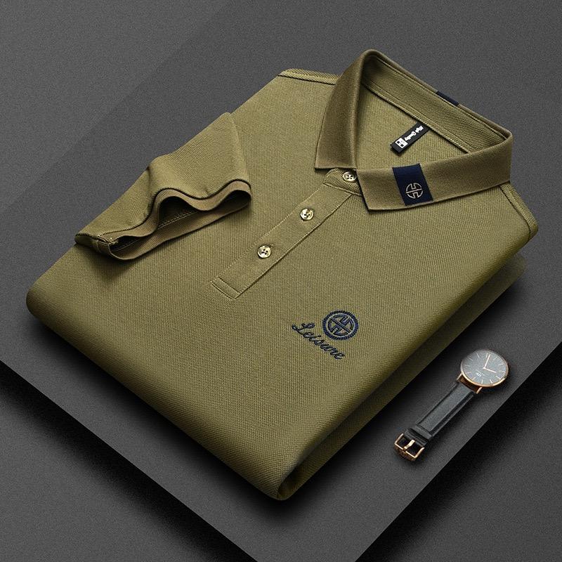 Trend Hub Ny High-end Herre Kortarmet T-skjorte Brodert Krage Poloskjorte Pluss Størrelse Paul Tynn Topp for Menn