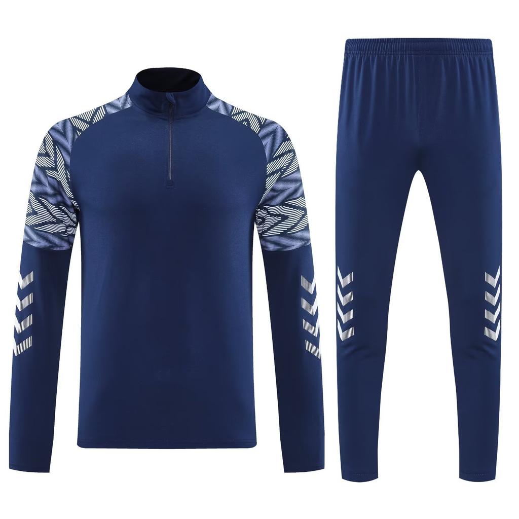Light Plate Half Zipper Casual Sportswear Basic Trousers Football Training Suit Set