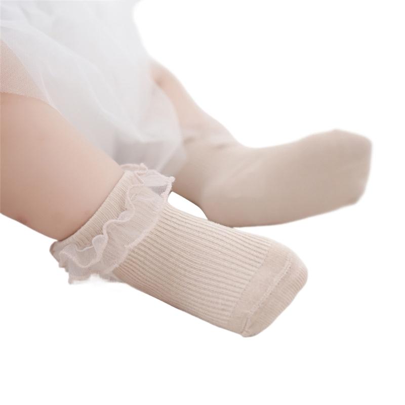 

Nonslip Child Socks Elastic Ruffle Lace Socks Indoor Activity Socks Soft Ankle Socks Crawl Learning Toddlers Knit Socks M бежевий