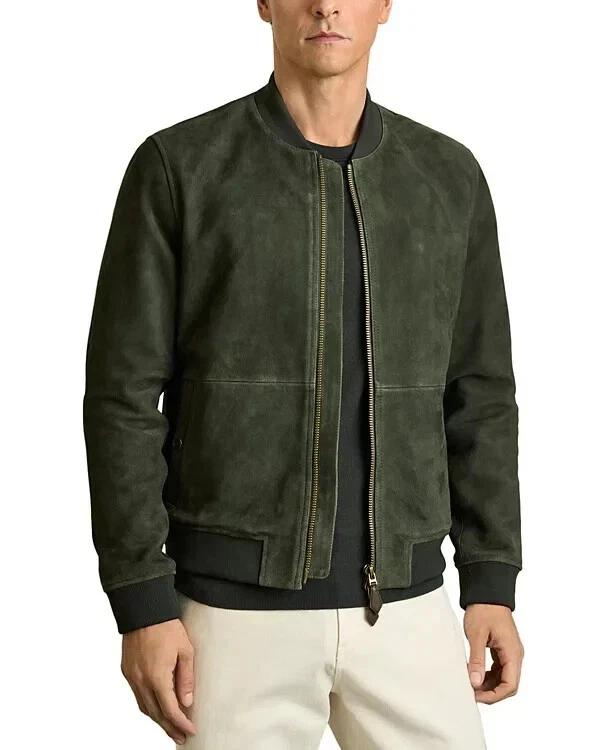 Men Jacket Suede Stylish Handmade Genuine New Green Lambskin Biker Soft Wear Fit