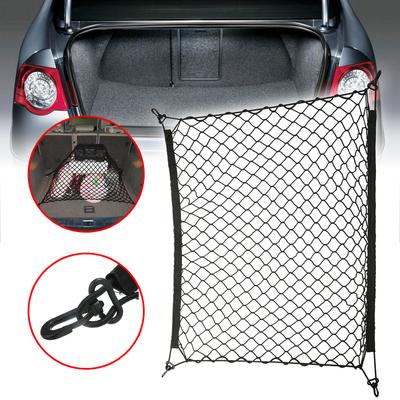 Universelles 100x100cm Auto Heck Kofferraumnetz mit 4 Haken Elastisches Gepäcknetz Fracht Organizer Aufbewahrung Nylon Maschennetz Auto Innenraum Netz