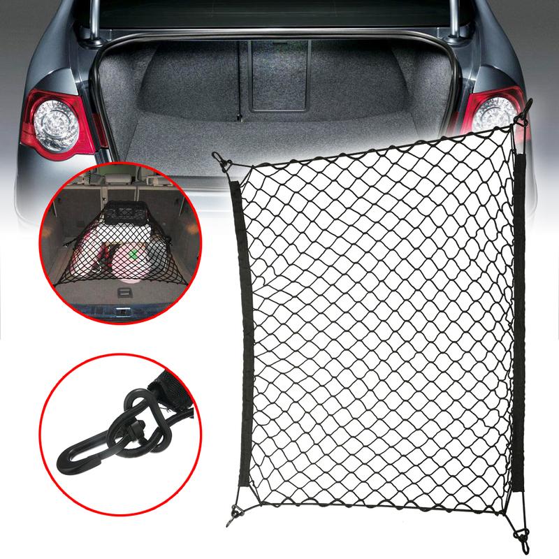Universal 100x100cm Car Rear Trunk Net with 4 Hooks Elastic Luggage Net Cargo Organizer Storage Nylon Mesh Net Car Interior Mesh