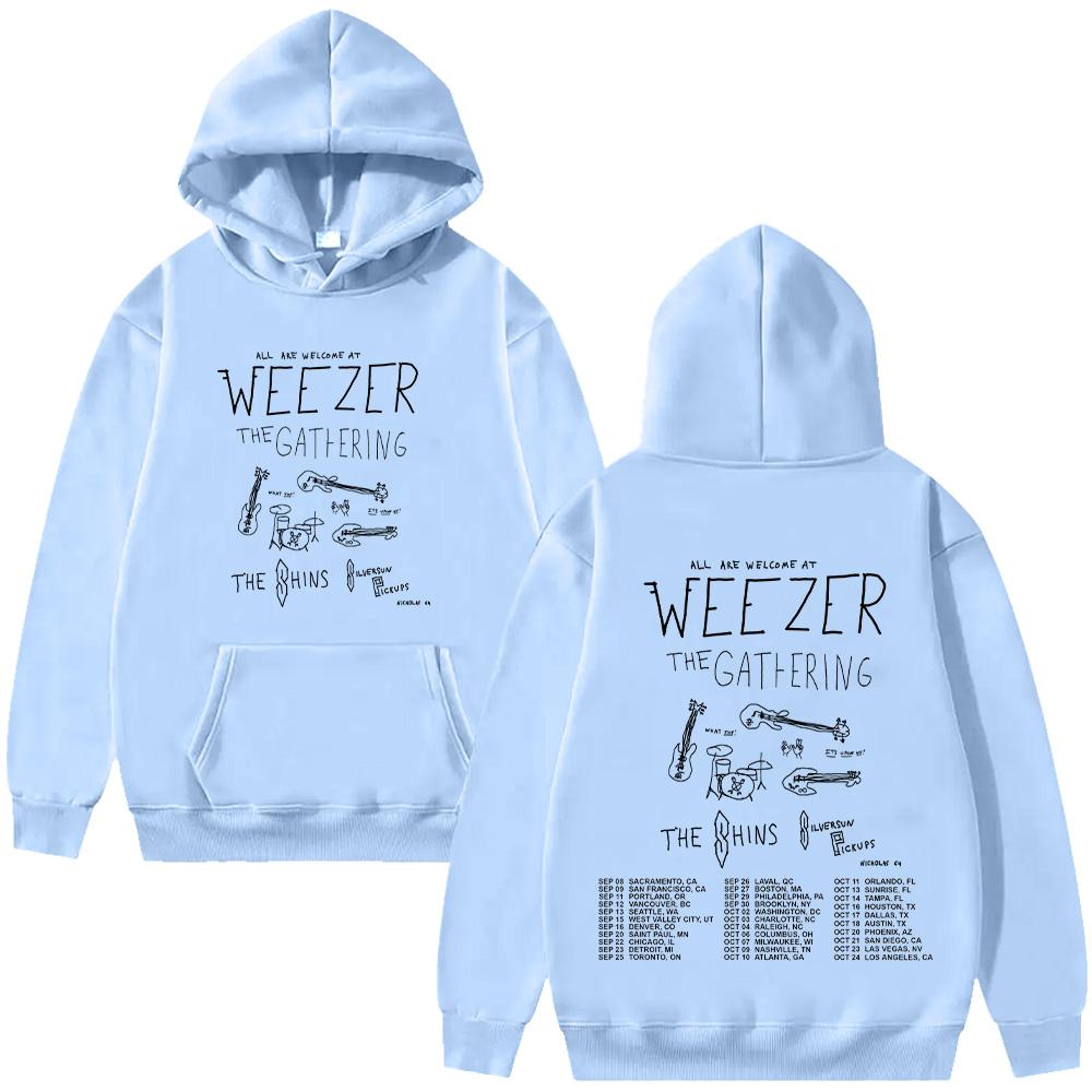 Weezer Band Tour 2026 Hooide Moda Uomo Donna Hip Hop Felpe con Cappuccio alla Moda Manica Lunga Abbigliamento Oversize Casual Felpa con Cappuccio