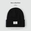 Autumn and Winter Knitted Hat Niche Personality Fashion Melon Rind Wool Hat Warm Protection Amount Simple Letter Cloth Label Cold Hat