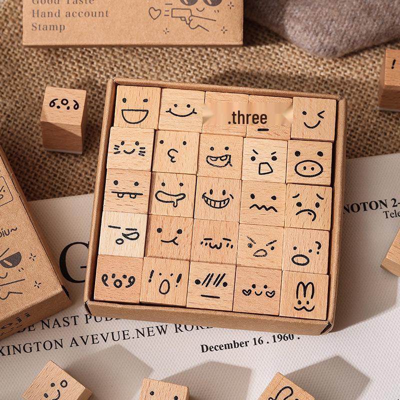Wooden Boxed Animal & Plant Journal Stamps Set