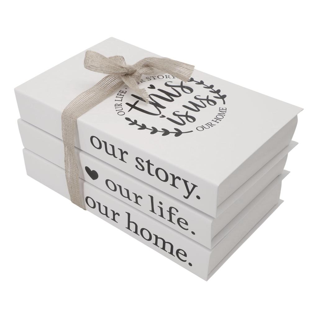 Rustic Stacking Display Books 3 Piece Set for Home and Office Decoration