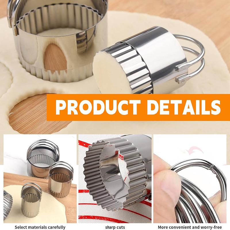 5Pcs Biscuit Cutter Set Stainless Steel Biscuit Mold Set with Handle Cookies Cutter Kit Nonstick Cookies Mold Baking Dough Tool