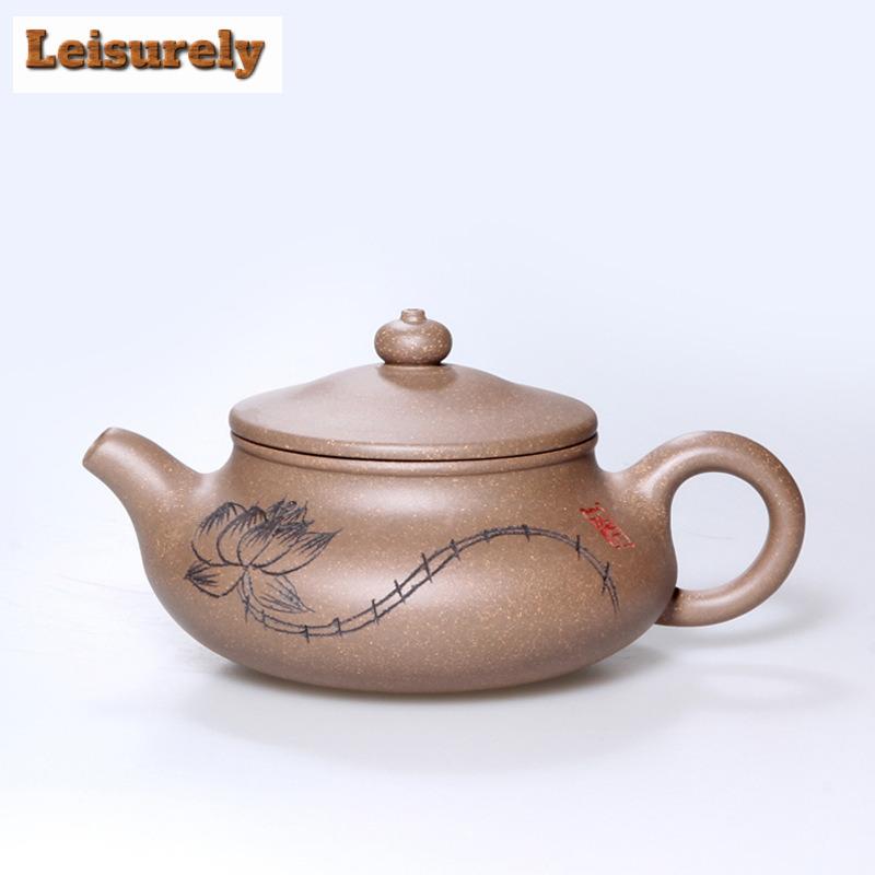 230ml High-end Yixing Purple Clay Teapot Handmade Lotus Pot Raw Ore Steel Grey Mud Kettle Zisha Teaset Drinkware Collection Gift