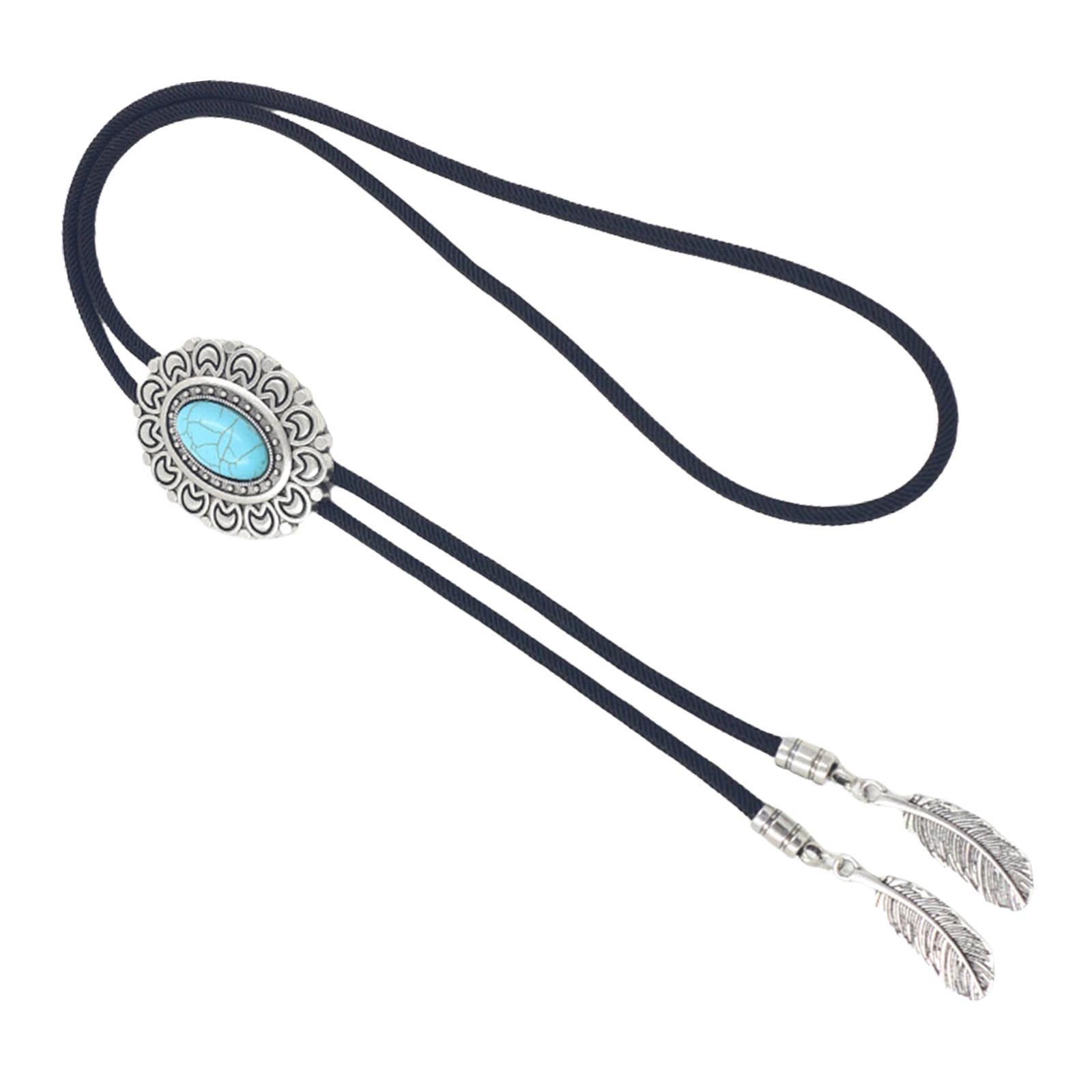 

Галстук-боло Ковбойский аксессуар для костюма для мужчин и женщин Западный галстук-ожерелье с металлическим цветком, подвеска из бирюзового камня A