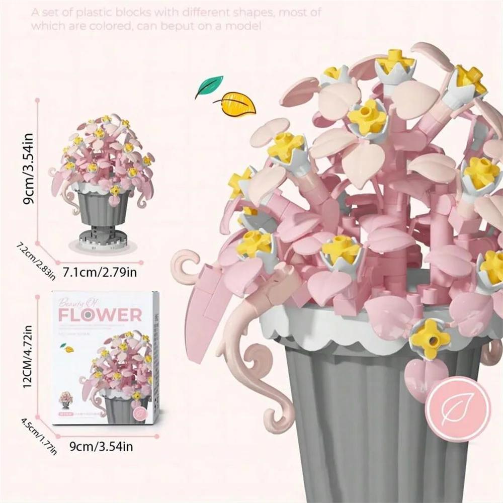 

Non-Toxic Knew Built Mini Flower Bouquet 3D Model Building Blocks Ideal Holiday Party Gift For Children Or Versatile Decoration Kids Toys With Box