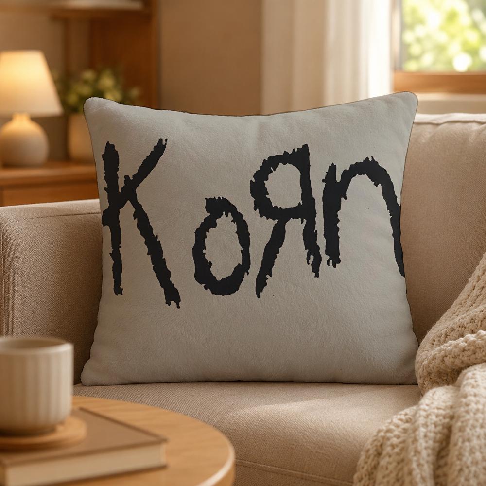 Band Korn Nu Metal Aesthetic Cushion Cover Personalized Short Plush Soft Bedroom Sofa Home Decor Gift