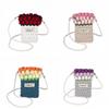 Knit Rose Pattern Mini Shoulder Bag With Phone Pocket For Daily Use