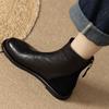 Luxury Rock Shoes AutumnWoman Ankle Boots Flat Heel Zipper Boots Ladies Riding Boots 2025 Fabric Square Toe Rome Woman Booties