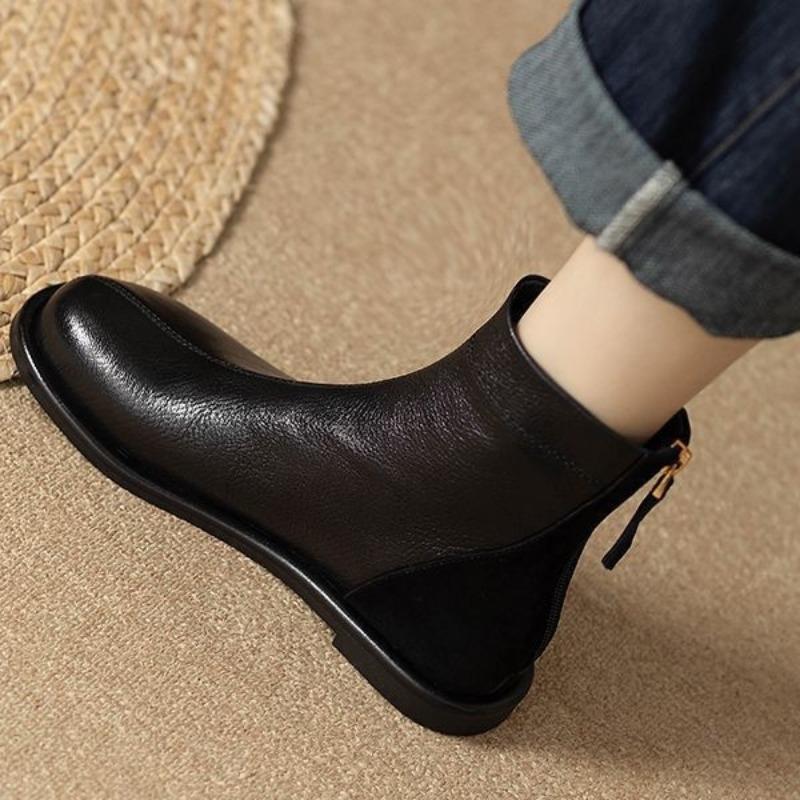 Luxury Rock Shoes AutumnWoman Ankle Boots Flat Heel Zipper Boots Ladies Riding Boots 2025 Fabric Square Toe Rome Woman Booties