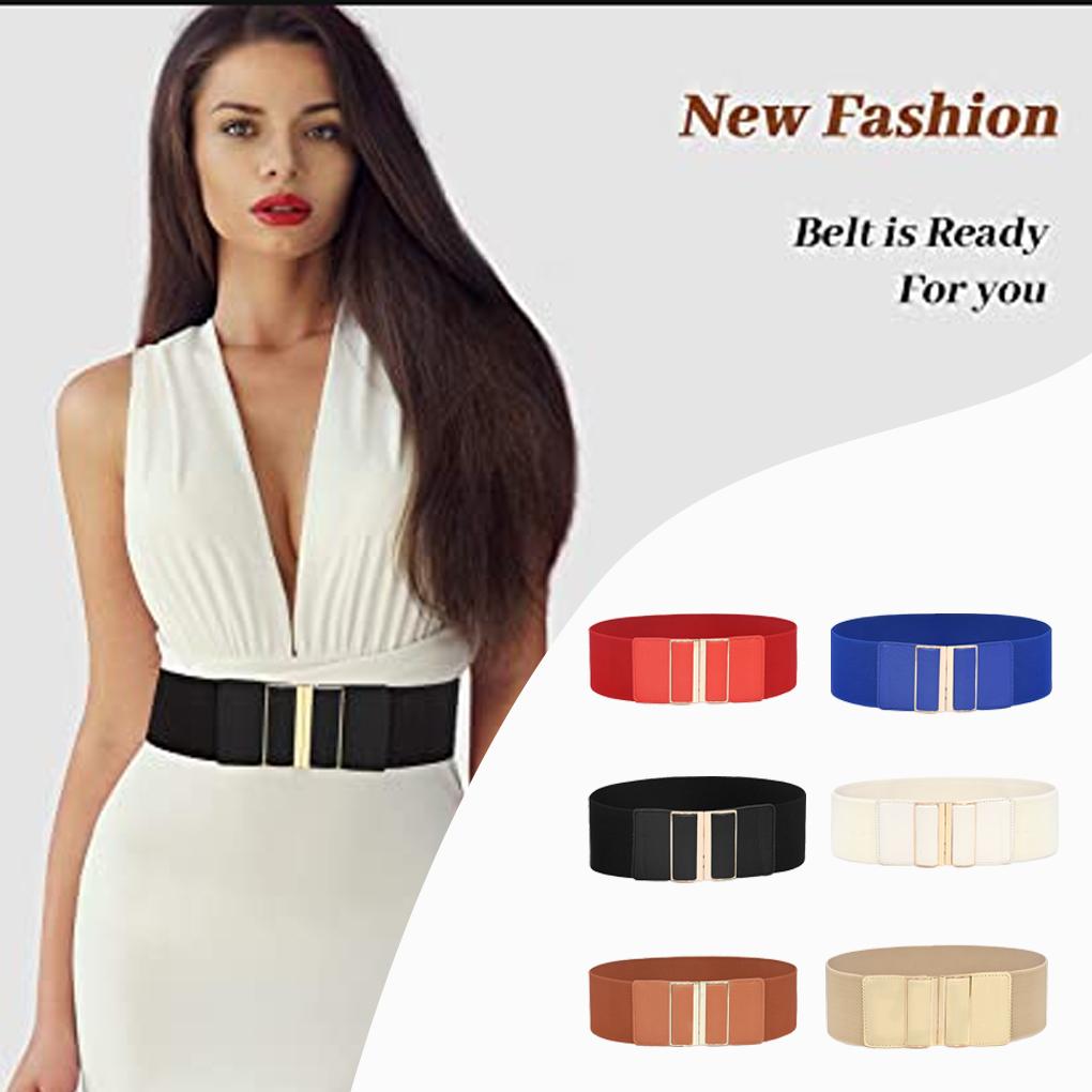 Fashion Waist Belt Elastic Ple Style Universal Leather Straps with Buckles Multicolor Ornaments Belts for Women Dresses