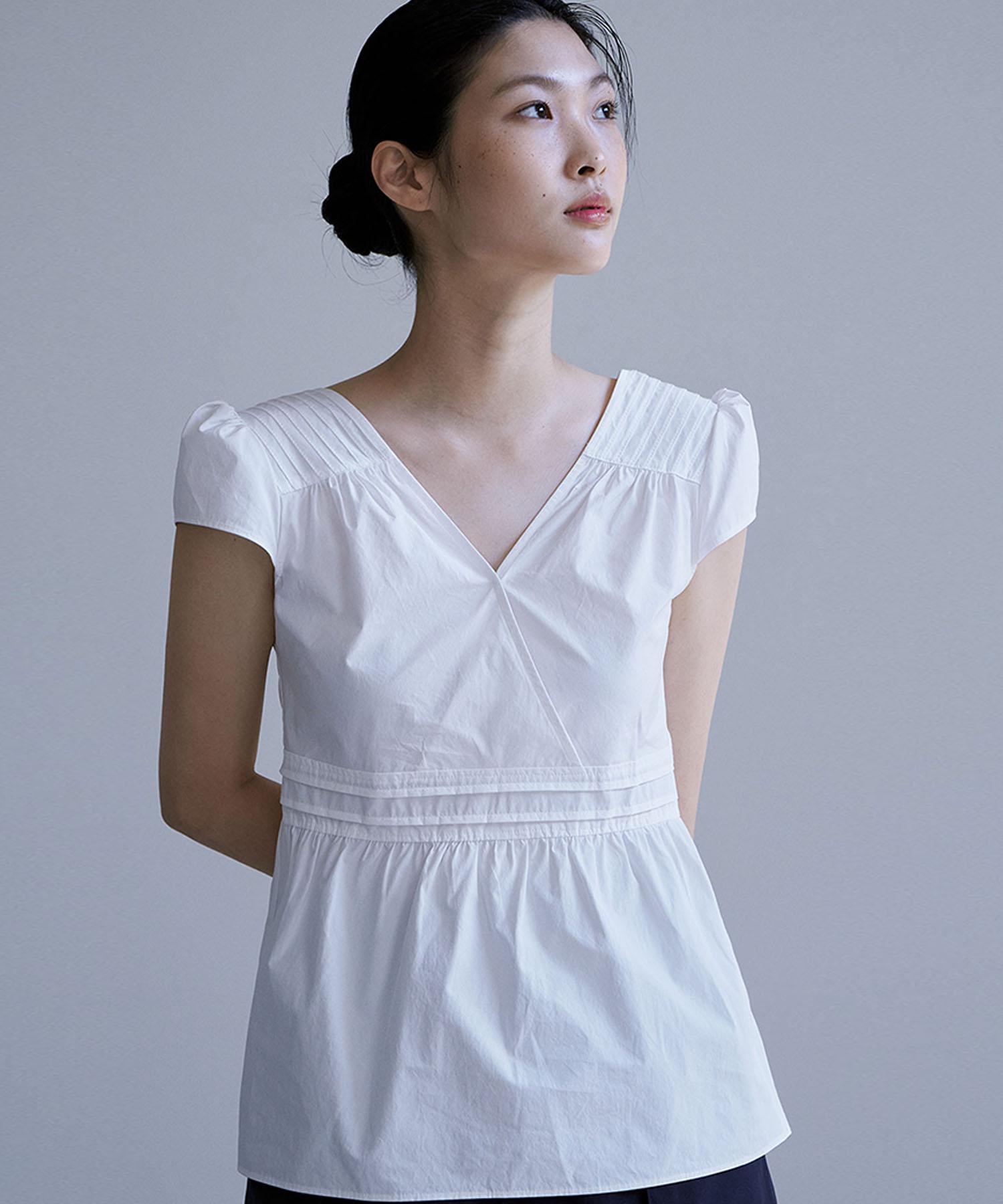 Auro Puff Pin Tuck Blouse [ White ] White