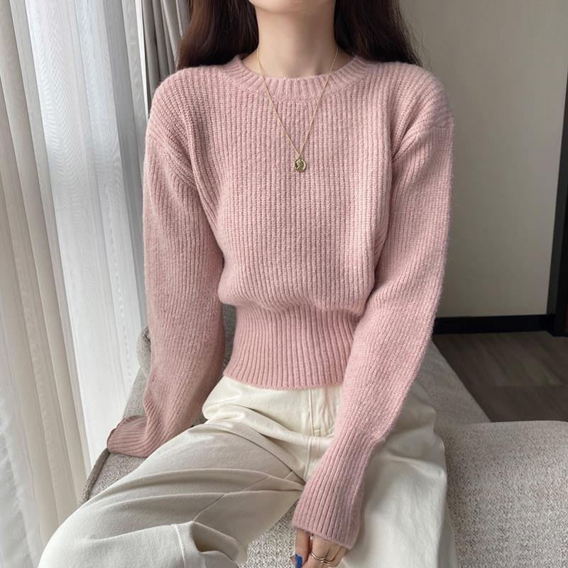 Women's Sweater Spring and Autumn Loose Outer Knitted Sweater Lazy Style Pullover Long Sleeved Knitted Sweater Top