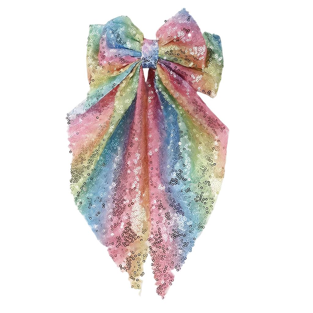 Sequined Ribbon Hair Bows Hair Styling Accessory for Daily and Special Event Sparkling Hair Clip for Women Girl Party Wear
