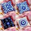 Evil Eye Symbol Art Cushion Cover Antidustmite Pillowcase Invisible Zipper Silky Short Plush Sofa Cushion Cover