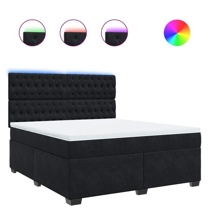 Maison Exclusive - Sommier à lattes de lit avec matelas Noir 180x200 cm Velours