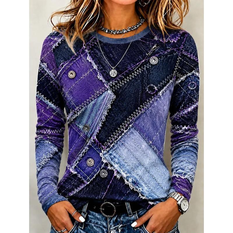 Autumn Women's 3D Printed Crew Neck Long Sleeve T-Shirt