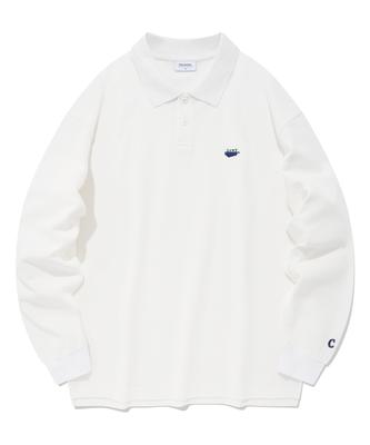 Pique Whale Logo Long Sleeve White