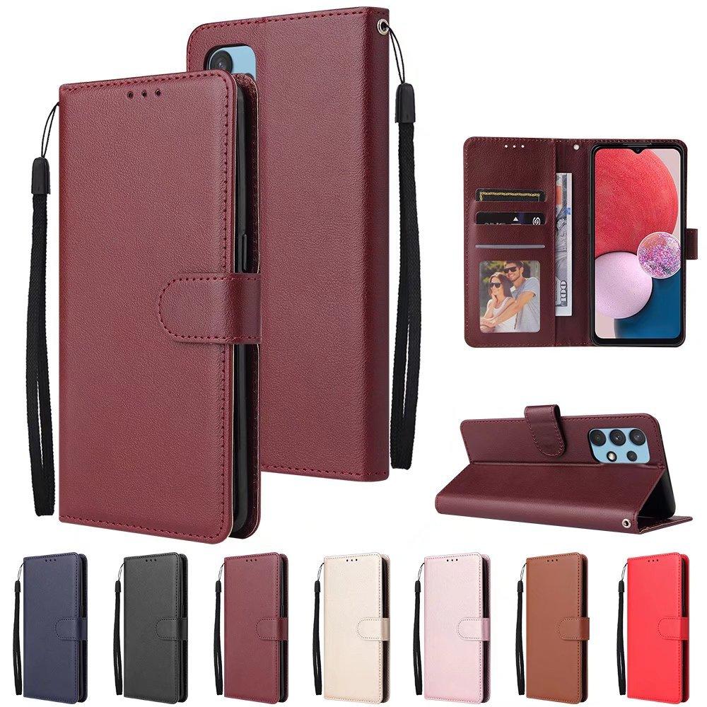 Geeignet für Samsung A25 Handy Lederhülle A03 einfarbig drei Karten Foto Rahmen Brieftasche Halter Schutzhülle S24 Leder Muster