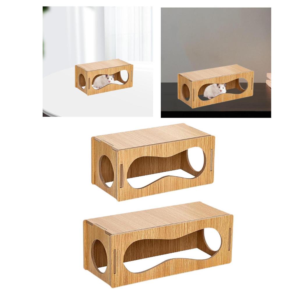 Creative Fun Hamster House Maze Toy Cage Wooden Hamster Hiding Rest Room Teeth Grinding Natural Wood Chew Toy Small Pet Supplies