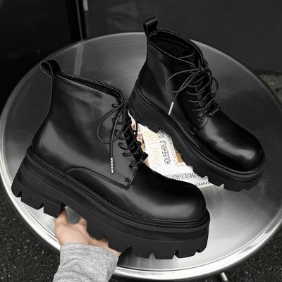 Pánska móda punk rock šaty platformové čižmy čierne štýlové topánky z pravej kože kovbojské robustné čižmy cool veľký prst motocyklové botas
