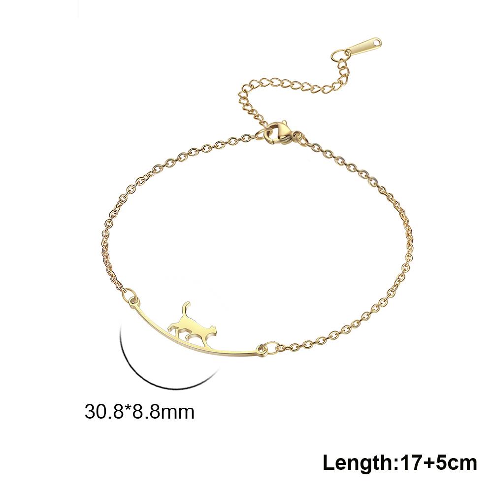 Cazador Stainless Steel Walking Cat Box Chain Bracelet for Women Animal Kitten Wax Rope Bracelet Jewelry Mother's Day Gift