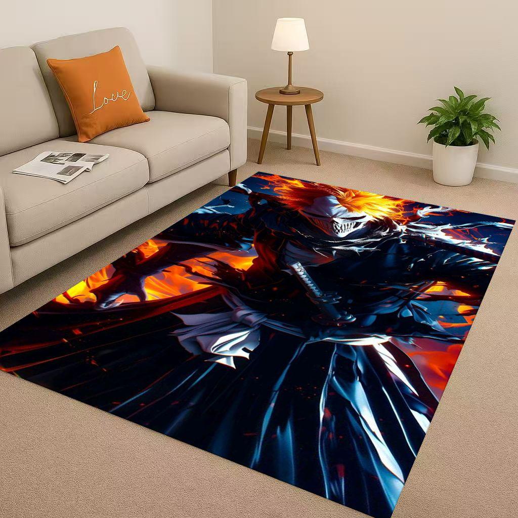 Anime Bleach Kurosaki Ichigo Cartoon Wohnzimmer Rutschfester Teppich für Schlafzimmer Sofa, Leicht zu reinigen Heimdekoration Fußmatte Spielmatte