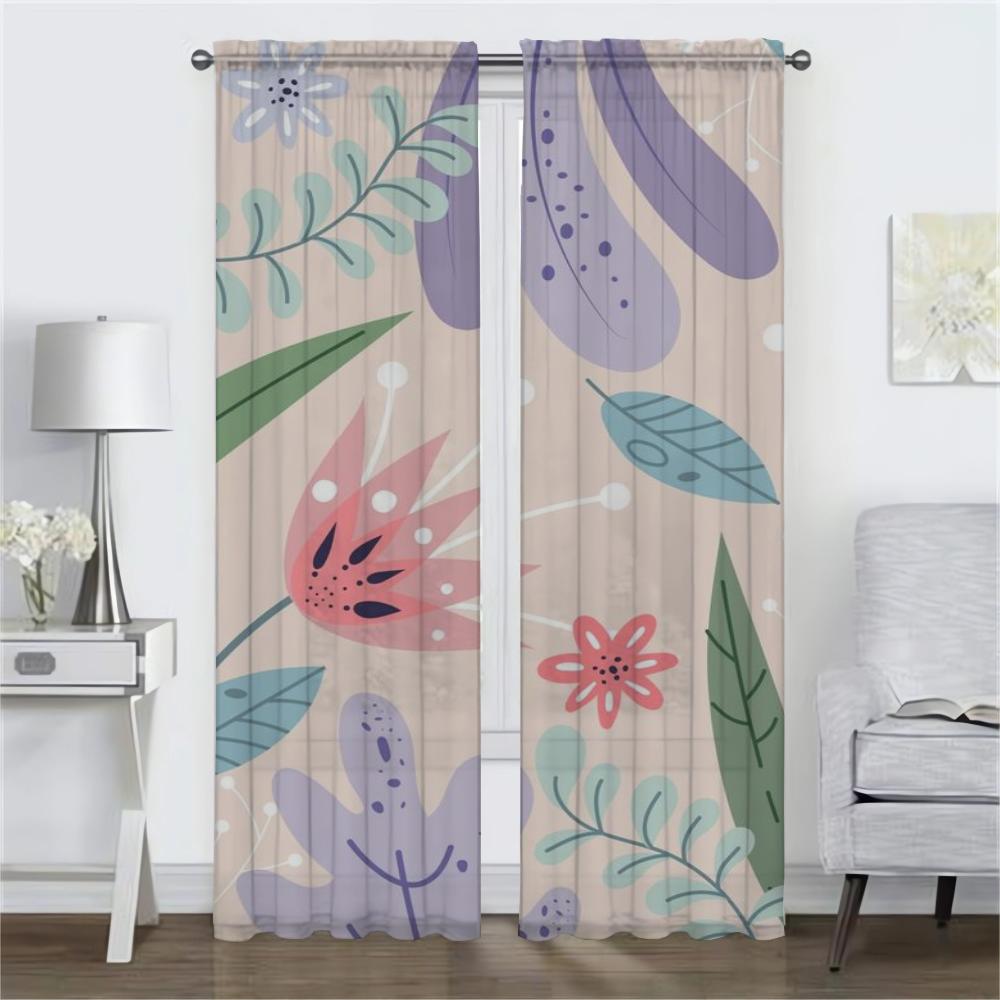 Gardiner för heminredning för vardagsrum Löv- och blomsterskärmar Mörkläggningsgardin Avdelare Tyll för sovrum Halloweendekoration