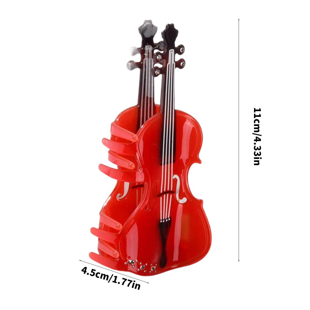 Elegant Violin Hair Clip With Wood Grain Finish Acetate Material For Women Girls Daily Use And Music Themed Events