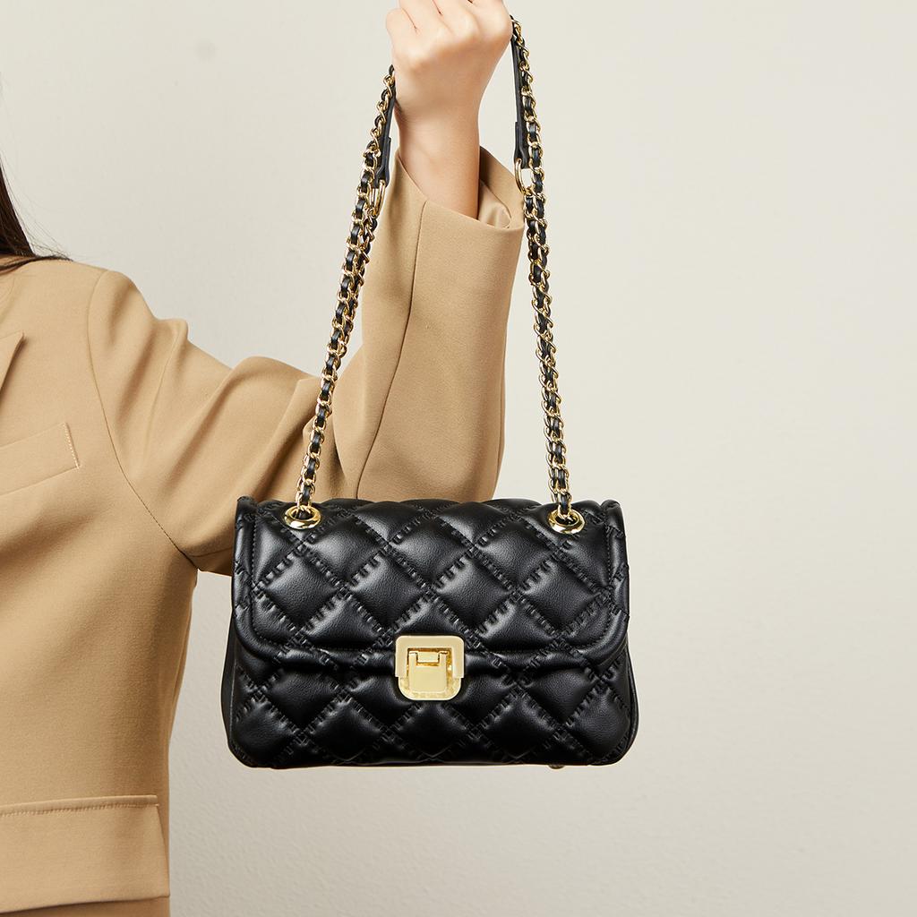 Mrs. Qiao Bag for Women 2025 New Trend Genuine Leather Women's Bag Crossbody Bag Fashionable Internet Celebrity Quilted Chain Bag Shoulder Bag