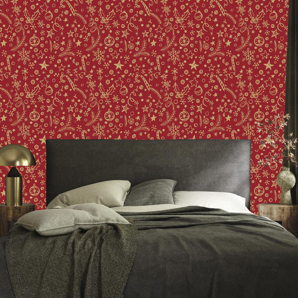 Christmas Red and Orange Wallpaper for Living Room and Bedroom 50x1000
