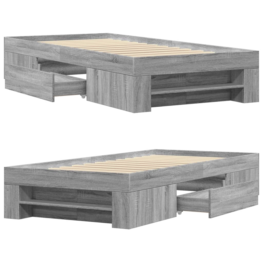 Bed Frame Gray Sonoma 75x190 cm Particleboard