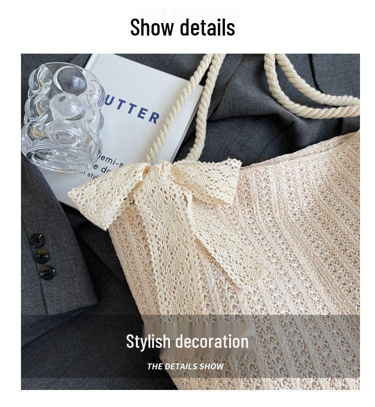 2025 Vielseitige Strandtasche aus Stroh im Pastoralstil: Damenhandtasche mit großem Fassungsvermögen und einzelnem Schulterriemen