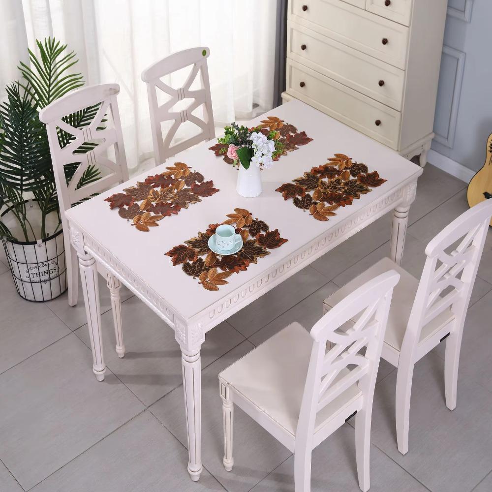 Rustic Style Maple Leaf Placemat Hollow Design Autumn Harvest Table Mat Tablecloth Banquet