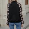 2026 Autumn Cross-border Casual Leopard Print Button-up Patchwork Hoodie